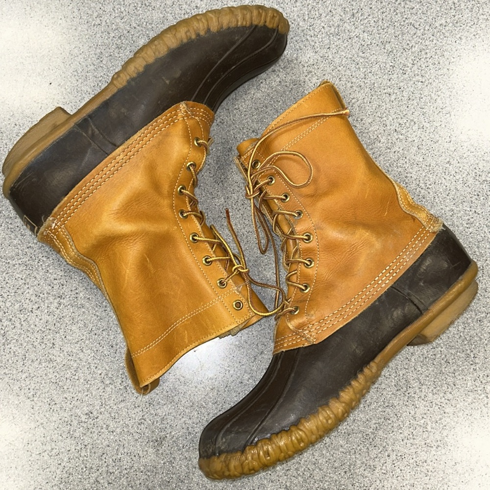 RARE!! VTG OG LL BEAN Sz 11 Men's Tan Leather 7 in high Boots made in USA!